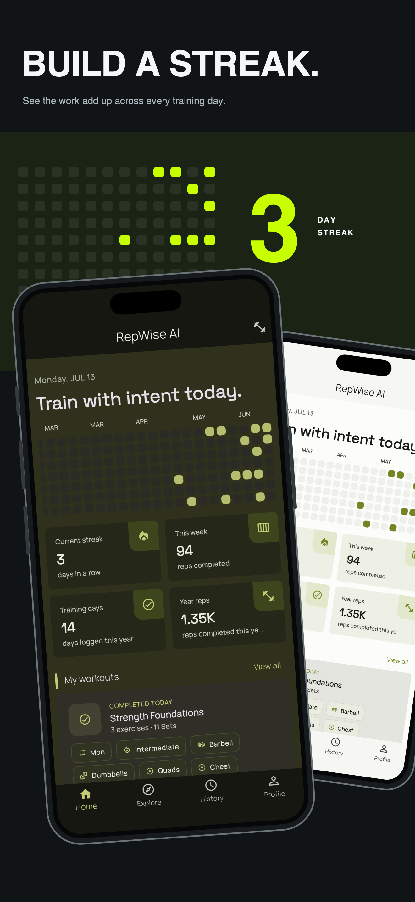 RepWise AI workout progress on iPhone